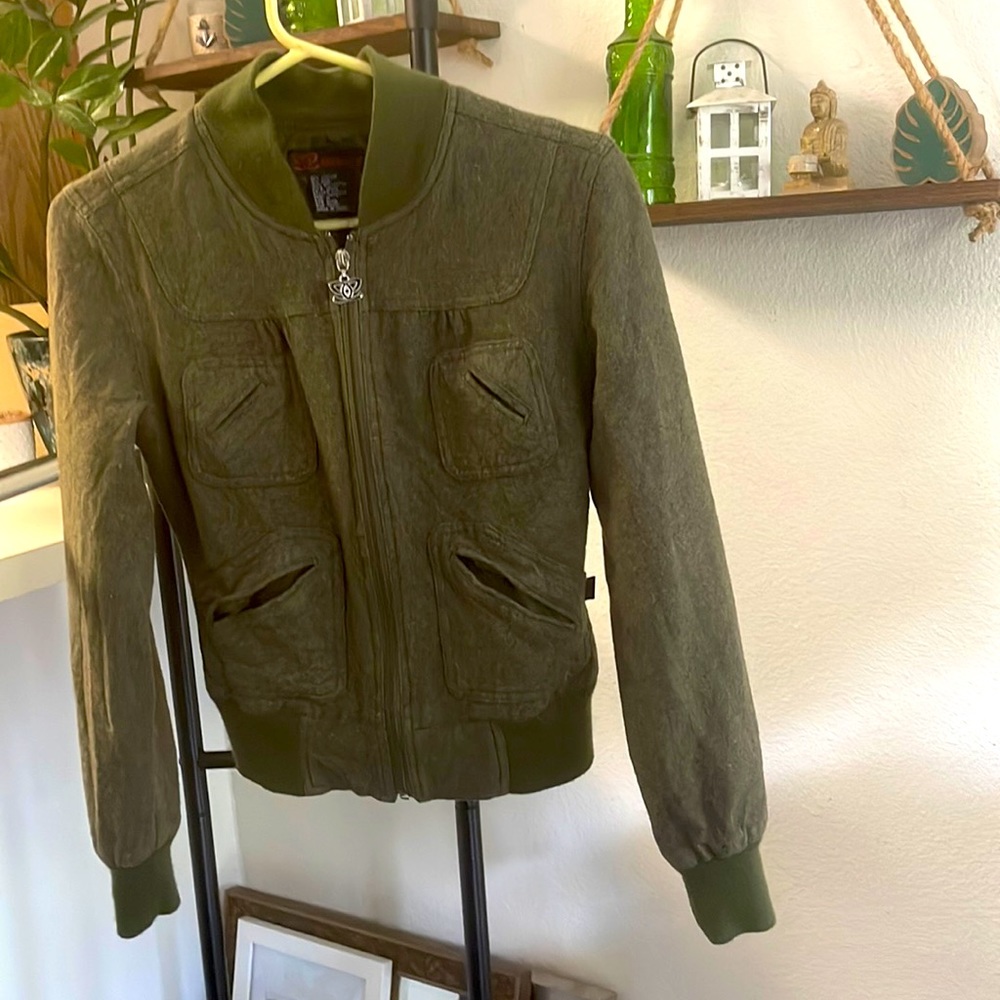 Medium Green bomber jacket made by Ezekoel